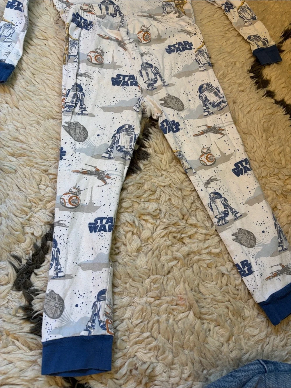 Star Wars White and Blue Kids Pajama Set with Character Prints